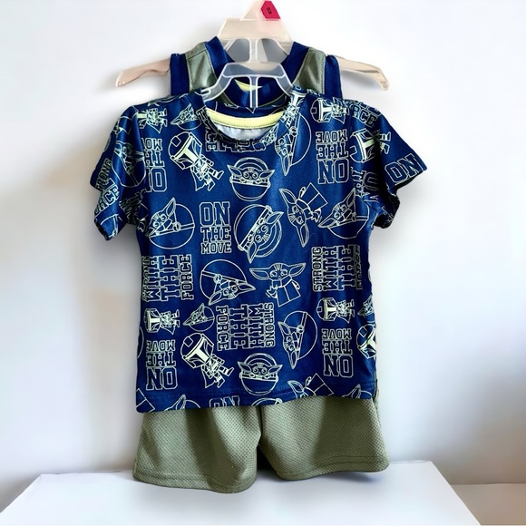 Baby Boy Yoda Toddler Boy T-Shirt, Tank Top, and Shorts Active Outfit,  3-Piece - Picture 3 of 7